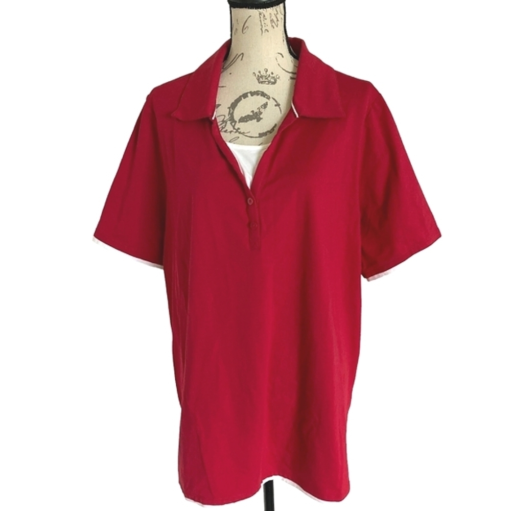 Catherine's Red casual top Size 1X/ 18 Suprema Collection Cotton Athleisure NWT